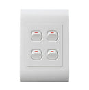 Lesco Pipelli 4 Lever 1 Way Flush Switch- Voltage: 220-240V Amperage: 16A Height: 100mm Width: 50mm Material: Polycarbonate Colour White Sold as a Single unit 3 Months Warranty