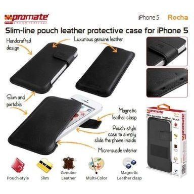 Promate Rocha iPhone 5 Slim-line pouch leather protective case Cover-Grey 1 Year Warranty