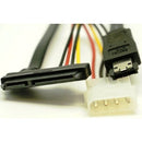 UniQue 4pin Power (Molex) Plug to SATA 15pin Power Socket Cable - combined with SATA 7pin data cable 30 cm -Black OEM