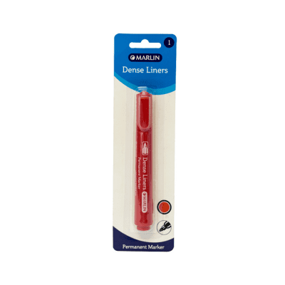 Marlin Dense Permanent Markers Single Unit Red - Non-Toxic Long Lasting Fade-Resistant Ink Durable Writing Can Write On Almost Any Surface Long Lasting Bullet Tip Bullet Tip For Precise Writing Quick Drying Ink And Waterproof