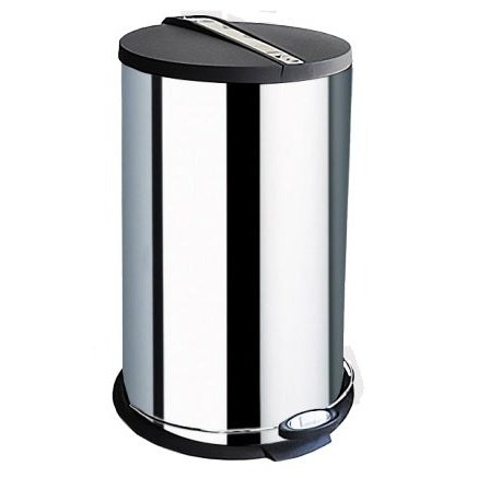 Totally 12 Litre Black Top And Foot Pedal Round Stainless Steel Dustbin, Retail Box Out Of Box Failure Warranty