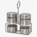 Totally 3Pc Salt & Pepper Set With Stand - Silver Retail Box Out Of Box Failure Warranty