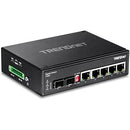 TrendNet 6-Port Hardened Industrial Gigabit DIN-Rail Switch 6 months Limited Warranty