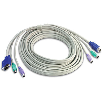 Trendnet 15Ft Ps 2 Vga Kvm Cable-Connect Computers With Vga And Ps 2 Ports To A Trendnet Kvm Device-Use With Trendnet 2, 4, 8 And 16 Port Ps 2 Kvm Switches, Retail Box, 6 Months Limited Warranty
