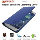 Promate Tama-S4 Elegant Book-Style Leather Flip Cover For Samsung Galaxy S4-Blue Retail Box 1 Year Warranty