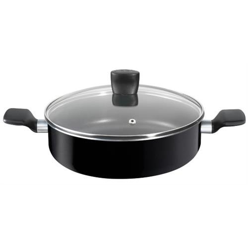 Tefal Extra (B3017112) 26Cm Shallow Pan + Glass Lid - Thermo-Spot System Is Your Secret Weapon For The Ideal Temperature To Start Cooking, Producing Impeccable Results With Total Ease, The New Easy-Cleaning Powerglide Coating Provides Longer Extra Glid...