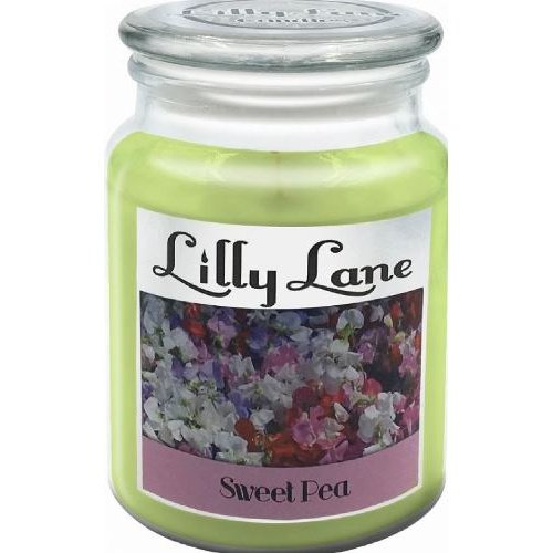 Lilly Lane Sweet Pea Scented Candle Large Lidded Mason Glass Jar – Wax Capacity 510Grams, Burn Time Up To 75 Hours, High Quality Premium Paraffin Wax, Natural Material Wick , 100% Recyclable, Large Lidded Mason Glass Jar Retail Box No Warranty