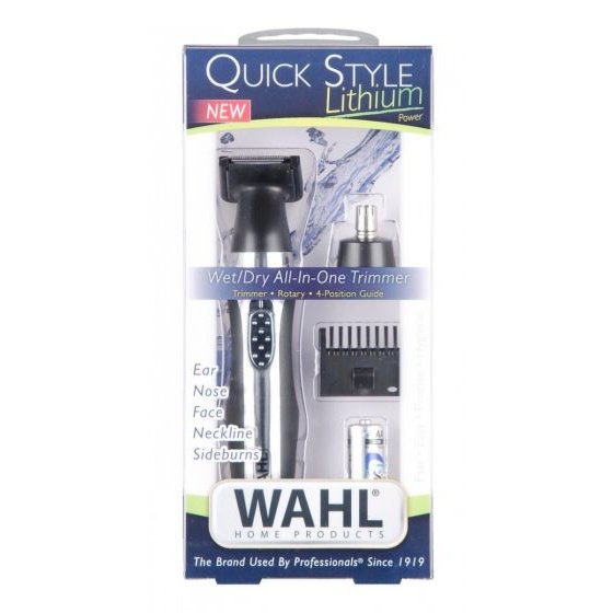 Wahl All in One Quick Style Lithium Trimmer- Wet and Dry All-In-One Trimmer For Ear Nose Face Neckline And Sideburns 4 Position Guide Rotary Head Fast Easy Precise and Hygienic 1-Year Warranty