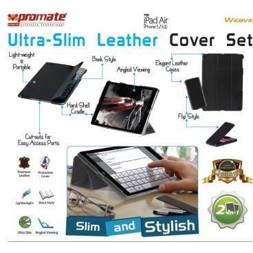 Promate Weave Ultra-Slim Leather Cover Set For Ipad Air & Iphone 5 5S 1 Year Warranty