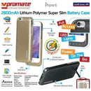 Promate aidCase-i6 2800mAh Lithium Polymer Super Slim Battery Case - Black 1 Year Warranty