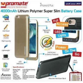 Promate Aidcase-I6P 4000Mah Lithium Polymer Super Slim Battery Case - Gold, Retail Box , 1 Year Warranty