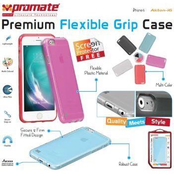 Promate Akton-i6 Multi-colored flexi-grip designed case for iPhone 6 Colour: Red 1 Year Warranty