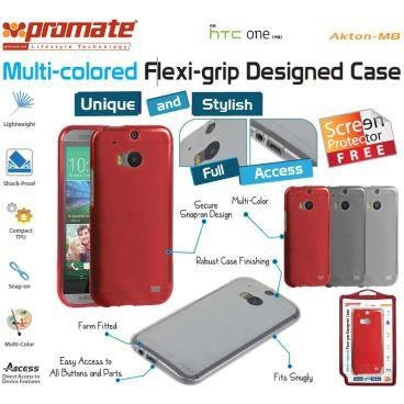 Promate Akton-M8 Multi-colored flexi-grip designed case for HTC One M8 Colour:Clear White 1 Year Warranty