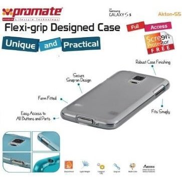 Promate Akton S5 Multi-colored flexi-grip designed Protective Shell Case for Samsung Galaxy S5 Colour:Grey 1 Year Warranty