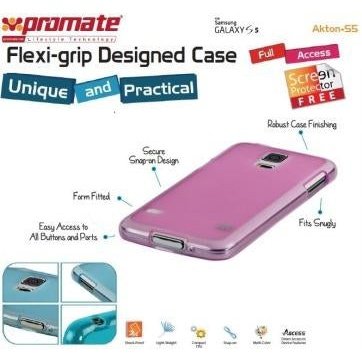 Promate Akton S5 Multi-Colored Flexi-Grip Designed Protective Shell Case For Samsung Galaxy S5 Colour:Pink, Retail Box , 1 Year Warranty