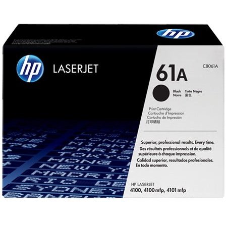 HP Original Replacement for HP 61A C8061A Black LaserJet Toner Cartridge - Page Yield 6000 Pages with 5% Coverage For Use with HP LaserJet 4100 4100DTN 4100MFP 4100N 4100TN 4101MFP