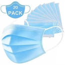 Casey 3 Ply Disposable Face Mask with Earloop 20 Per Pack - Non-Woven Flexible Nose Piece 3 Layer Fabric Ensure High Filtration Efficiency and Absorption Colour Blue Clear Packaging