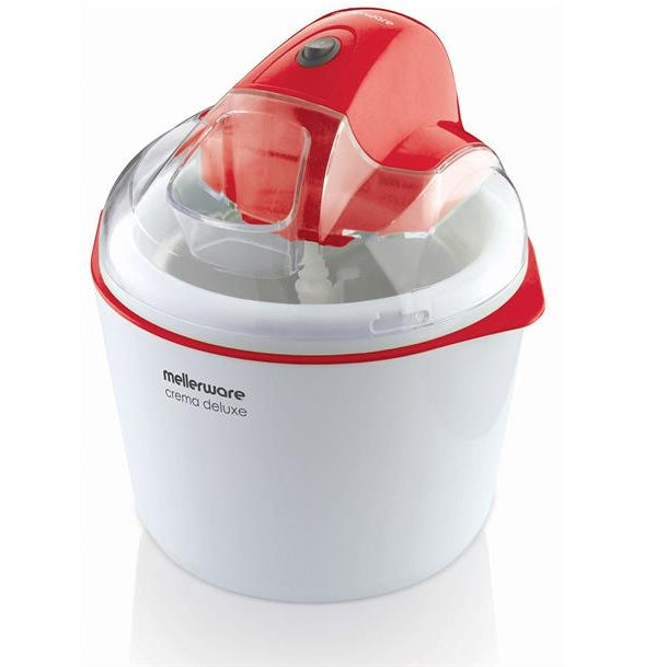 Mellerware Crema Deluxe Ice Cream Maker 1.5l capacity 600ml ice cream capacity Anti skid rubber feet Transparent lid with hole for filling ingredients 1 year warranty.