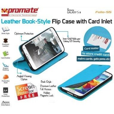Promate Folio S5 Bookcover with inside card pocket Colour: Blue 1 Year Warranty
