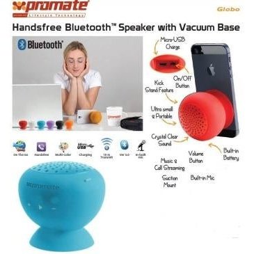 Promate Globo -2 ,Portable Bluetooth® 3.0 Speaker With Suction Stand Colour:Blue, Retail Box , 1 Year Warranty