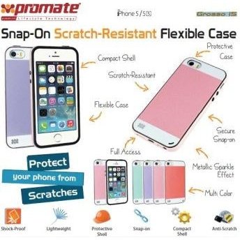 Promate Grosso-I5 Iphone 5 Striped Flexi-Grip Snap Case For Iphone 5 5S Colour: Purple Snap-On Scratch-Resistant Flexible Case, Securely Fit For Iphone 5 5S,Fun And Flexible Case For Iphone 5 5S, Grosso.I5 Brings Colors To Life. Featuring A Secure Snap-On