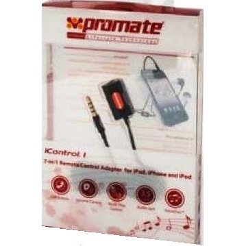 Promate iControl.1 7-in-1 Remote Control Adaptor for iPad iPhone and iPod 3.5mm audio socket connects to standard earphones Hands-free talk and call button Shirt clip for microphone 1 Year Warranty