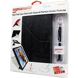 Promate Ifold.Air Multi-Foldable Case Stand Stylus and Screen Protector for iPad Air Black 1 Year Warranty
