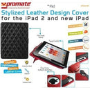 Promate iPose.10 Protective leather case with single level stand and side lock for new iPad -Black 1 Year Warranty
