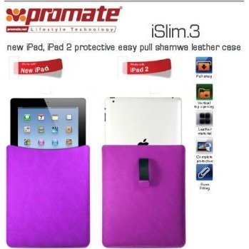 Promate iSlim.3 new iPad iPad 2 protective easy pull shamwa leather case-Purple 1 Year Warranty