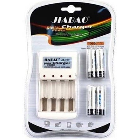 Jiabao Jb212 Battery Charger With 4 Pieces 600Mah Aa Rechargeable Batteries