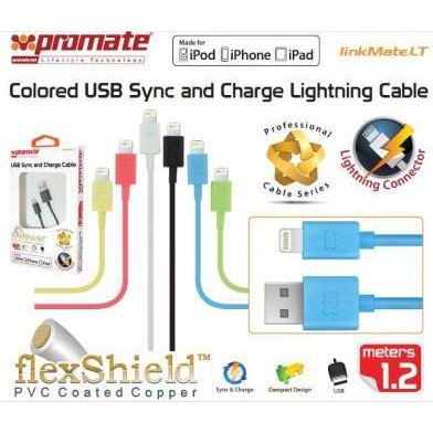 Promate LinkMate-LT Apple MFI Certified Lightning Sync & Charge Cable 120cm Length. Peach 1 Year Warranty
