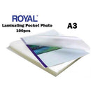 Royal Laminating Pockets A3 Size – Pack of 100 high-quality laminating sheets in . Perfect for protecting documents photos and certificates. Easy to use with any hot laminator. included. Ideal for office school or home use.