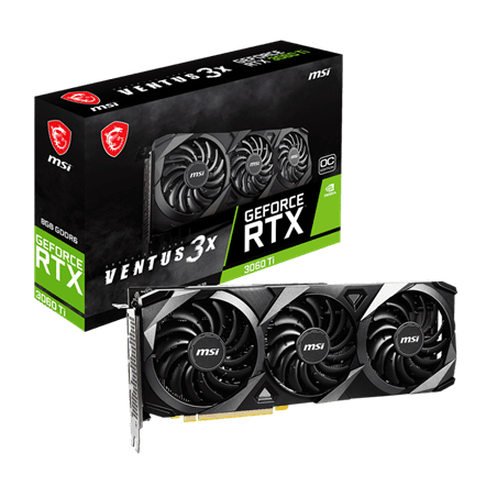 MSI Nvidia GeForce RTX 3060 TI Ventus 3X 8G OC LHR Graphics Card - 8GB GDDR6 256bit Memory PCI Express Gen 4.0 Core Clocks Boost 1695MHz 1x HDMI 3x DisplayPort 2 year Limited warranty