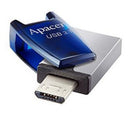 Apacer Ah179 (Ap64Gah179U-1) 64Gb Usb 3.1 Mobile Flash Drive (Otg) - Blue, Dual Interface Of Micro Usb & Usb 3.1 Gen 1 Type-A, Transmission At Usb 3.1 Gen 1 Superspeed, Compatible With Usb On-The-Go (Otg) Feature, 360-Degree Capless Swivel Design, Retail