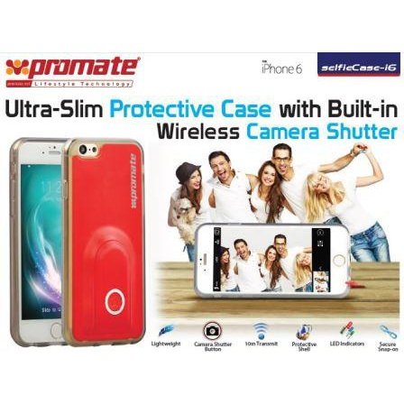 Promate selfieCase-i6 Ultra-Slim Protective case with Built-in Wireless Camera Shutter - Red 1 Year Warranty
