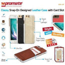 Promate Slit-i6 Classy Snap-On leather case with card slot For iPhone 6 Colour: Brown 1 Year Warranty
