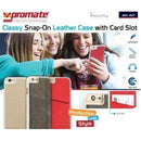 Promate Slit-i6P Classy Snap-On leather case with card slot - Grey 1 Year Warranty