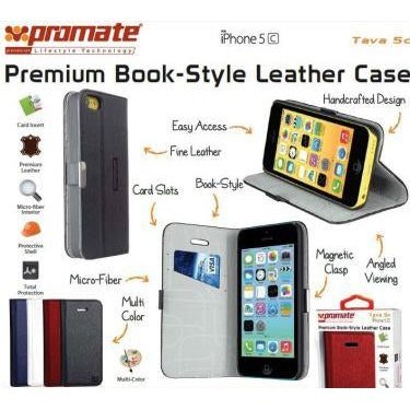 Promate Tava 5C Book-Style Flip Case with Card Slot for iPhone5c Colour:White 1 Year Warranty