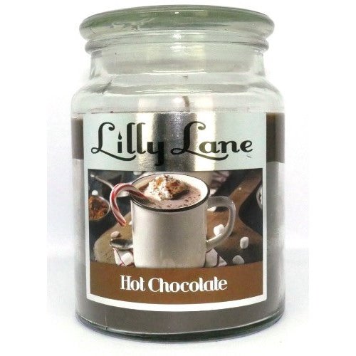 Lilly Lane Hot Chocolate Scented Candle Large Lidded Mason Glass Jar – Wax Capacity 510grams Burn Time Up to 75 Hours High Quality Premium paraffin wax Natural Material Wick 100% recyclable Large Lidded Mason Glass Jar
