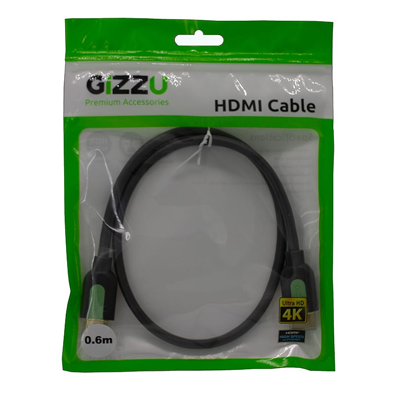 Gizzu High Speed V2.0 Hdmi 0.6M Cable With Ethernet Polybag