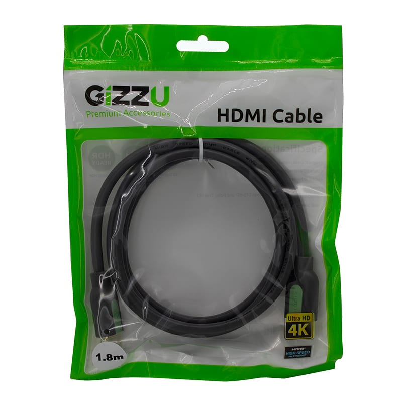 Gizzu High Speed V2.0 Hdmi 1.8M Cable With Ethernet Polybag