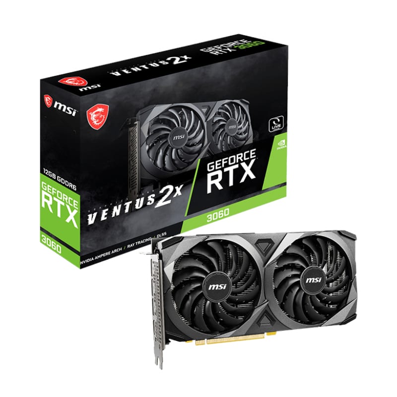 Msi Nvidia Geforce Rtx 3060 Ventus 2X 12G Oc 192-Bit Graphics Card