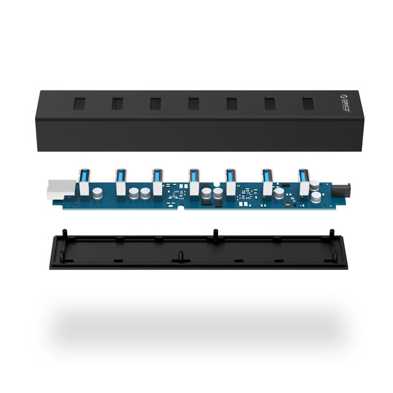 Orico 7 Port Usb3.0 Aluminium Hub - Black