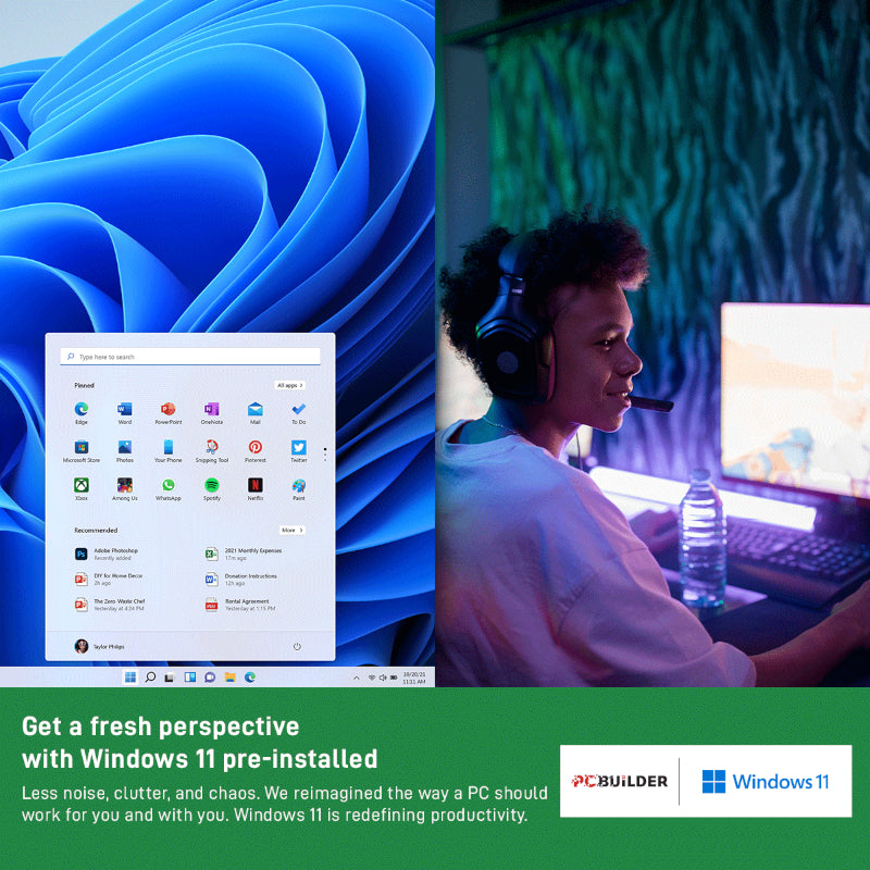 Pcbuilder I3-13100 Uhd730 8Gb 500Gb W11P