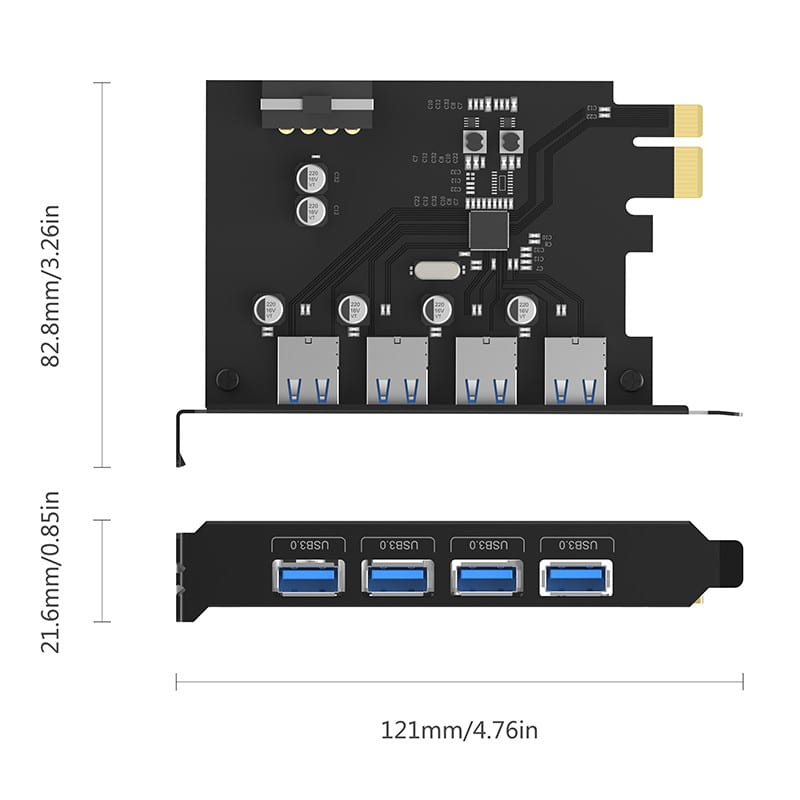 Orico 4 Port Usb3.0 Pci-E Expansion Card