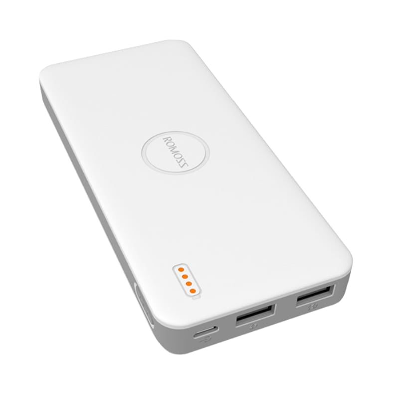 Romoss Pulse 10 10000Mah Input: Micro Usb 5V 2.1A Output: 1 X Usb 5V 2.1A 1 X Usb 5V 1A Power Bank - White