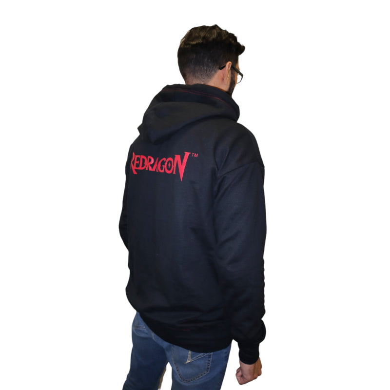 Redragon Hoodie With Front And Back Logo - Black - Large