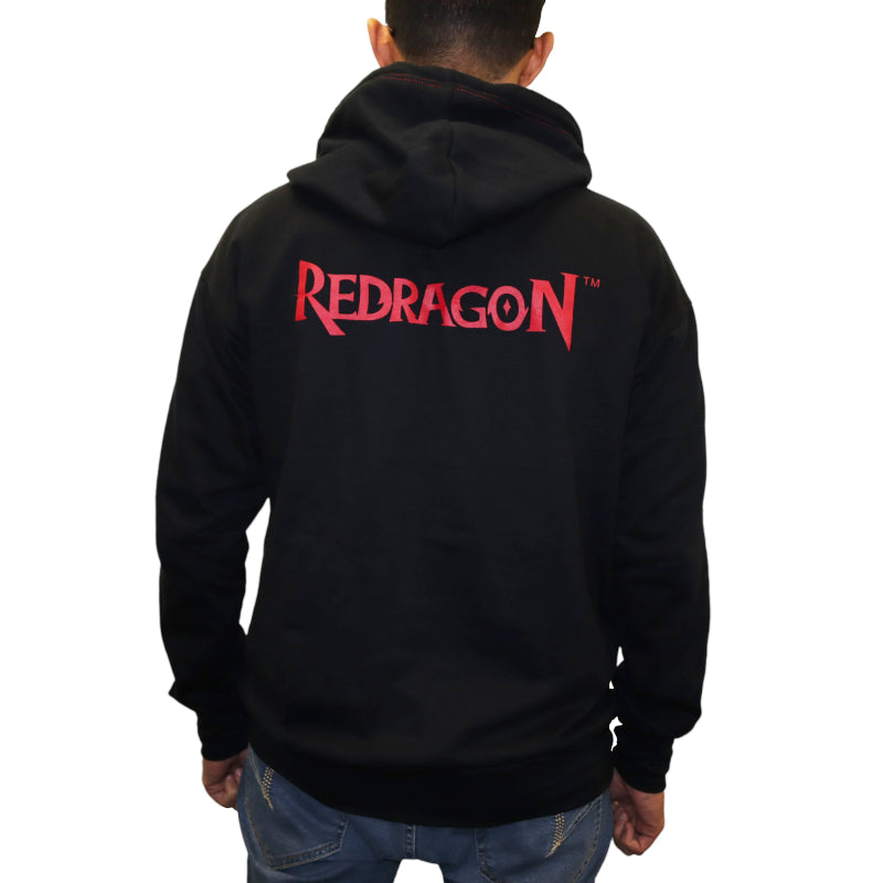 Redragon Hoodie With Front And Back Logo - Black - Large