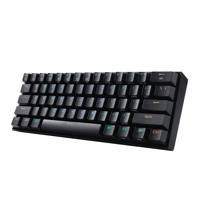 Redragon Draconic Pro Mechanical 61 Key Bluetooth 5.0 Rf Rgb Rechargable Battery Type-C Charging Cable Gaming Keyboard - Black