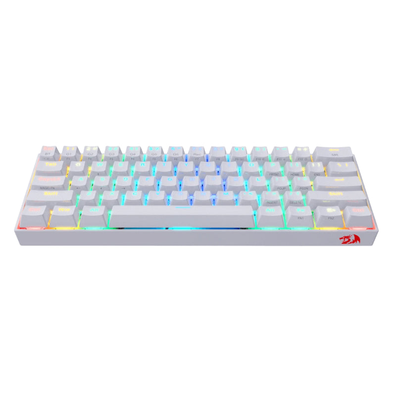 Redragon Draconic Mechanical 61 Key|bluetooth 5.0|rgb 9 Colour Modes|rechargable Battery|type-c Charging Cable Gang Keyboard - White